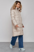 Купить Пальто утепленное молодежное зимнее женское бежевого цвета 589098B, фото 3