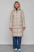 Купить Пальто утепленное молодежное зимнее женское бежевого цвета 589098B, фото 6
