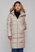 Купить Пальто утепленное молодежное зимнее женское бежевого цвета 589098B, фото 11