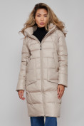 Купить Пальто утепленное молодежное зимнее женское бежевого цвета 589098B, фото 12