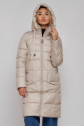 Купить Пальто утепленное молодежное зимнее женское бежевого цвета 589098B, фото 20