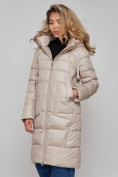 Купить Пальто утепленное молодежное зимнее женское бежевого цвета 589098B, фото 21