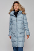 Купить Пальто утепленное молодежное зимнее женское голубого цвета 589098Gl, фото 11