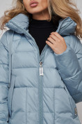 Купить Пальто утепленное молодежное зимнее женское голубого цвета 589098Gl, фото 13