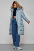 Купить Пальто утепленное молодежное зимнее женское голубого цвета 589098Gl, фото 18