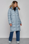 Купить Пальто утепленное молодежное зимнее женское голубого цвета 589098Gl, фото 2