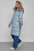 Купить Пальто утепленное молодежное зимнее женское голубого цвета 589098Gl, фото 3
