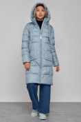 Купить Пальто утепленное молодежное зимнее женское голубого цвета 589098Gl, фото 5