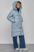 Купить Пальто утепленное молодежное зимнее женское голубого цвета 589098Gl, фото 6