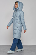 Купить Пальто утепленное молодежное зимнее женское голубого цвета 589098Gl, фото 7