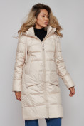 Купить Пальто утепленное молодежное зимнее женское светло-бежевого цвета 589098SB, фото 12