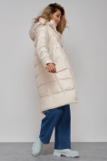 Купить Пальто утепленное молодежное зимнее женское светло-бежевого цвета 589098SB, фото 19