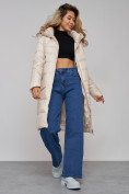 Купить Пальто утепленное молодежное зимнее женское светло-бежевого цвета 589098SB, фото 21