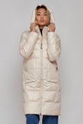 Купить Пальто утепленное молодежное зимнее женское светло-бежевого цвета 589098SB, фото 22