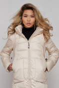 Купить Пальто утепленное молодежное зимнее женское светло-бежевого цвета 589098SB, фото 23