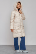 Купить Пальто утепленное молодежное зимнее женское светло-бежевого цвета 589098SB, фото 24