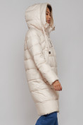 Купить Пальто утепленное молодежное зимнее женское светло-бежевого цвета 589098SB, фото 6