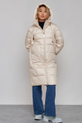 Купить Пальто утепленное молодежное зимнее женское светло-бежевого цвета 589098SB, фото 8