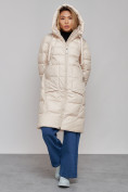 Купить Пальто утепленное молодежное зимнее женское светло-бежевого цвета 589098SB, фото 9
