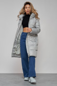 Купить Пальто утепленное молодежное зимнее женское светло-зеленого цвета 589098ZS, фото 15