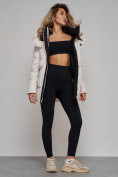 Купить Зимняя женская куртка модная с капюшоном бежевого цвета 589827B, фото 23