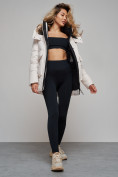 Купить Зимняя женская куртка модная с капюшоном бежевого цвета 589827B, фото 26