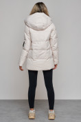 Купить Зимняя женская куртка модная с капюшоном бежевого цвета 589827B, фото 6