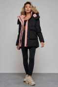 Купить Зимняя женская куртка модная с капюшоном черного цвета 589827Ch, фото 15