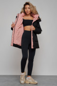 Купить Зимняя женская куртка модная с капюшоном черного цвета 589827Ch, фото 18