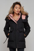 Купить Зимняя женская куртка модная с капюшоном черного цвета 589827Ch, фото 19