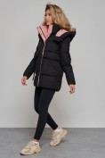 Купить Зимняя женская куртка модная с капюшоном черного цвета 589827Ch, фото 3