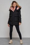 Купить Зимняя женская куртка модная с капюшоном черного цвета 589827Ch, фото 7