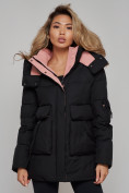 Купить Зимняя женская куртка модная с капюшоном черного цвета 589827Ch, фото 8