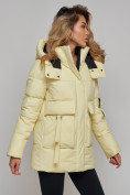 Купить Зимняя женская куртка модная с капюшоном желтого цвета 589827J, фото 21