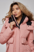 Купить Зимняя женская куртка модная с капюшоном розового цвета 589827R, фото 15