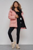Купить Зимняя женская куртка модная с капюшоном розового цвета 589827R, фото 18
