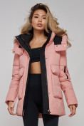 Купить Зимняя женская куртка модная с капюшоном розового цвета 589827R, фото 20