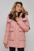 Купить Зимняя женская куртка модная с капюшоном розового цвета 589827R, фото 23