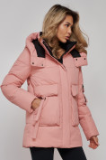 Купить Зимняя женская куртка модная с капюшоном розового цвета 589827R, фото 24
