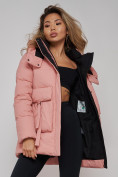 Купить Зимняя женская куртка модная с капюшоном розового цвета 589827R, фото 25