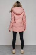 Купить Зимняя женская куртка модная с капюшоном розового цвета 589827R, фото 4