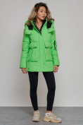Купить Зимняя женская куртка модная с капюшоном зеленого цвета 589827Z, фото 14