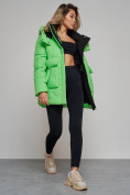 Купить Зимняя женская куртка модная с капюшоном зеленого цвета 589827Z, фото 16