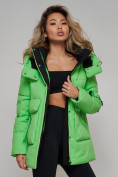 Купить Зимняя женская куртка модная с капюшоном зеленого цвета 589827Z, фото 17