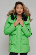 Купить Зимняя женская куртка модная с капюшоном зеленого цвета 589827Z, фото 18