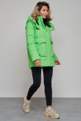 Купить Зимняя женская куртка модная с капюшоном зеленого цвета 589827Z, фото 2