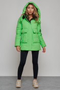 Купить Зимняя женская куртка модная с капюшоном зеленого цвета 589827Z, фото 22
