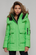 Купить Зимняя женская куртка модная с капюшоном зеленого цвета 589827Z, фото 5