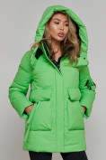 Купить Зимняя женская куртка модная с капюшоном зеленого цвета 589827Z, фото 6