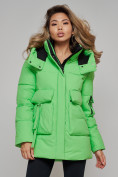 Купить Зимняя женская куртка модная с капюшоном зеленого цвета 589827Z, фото 7